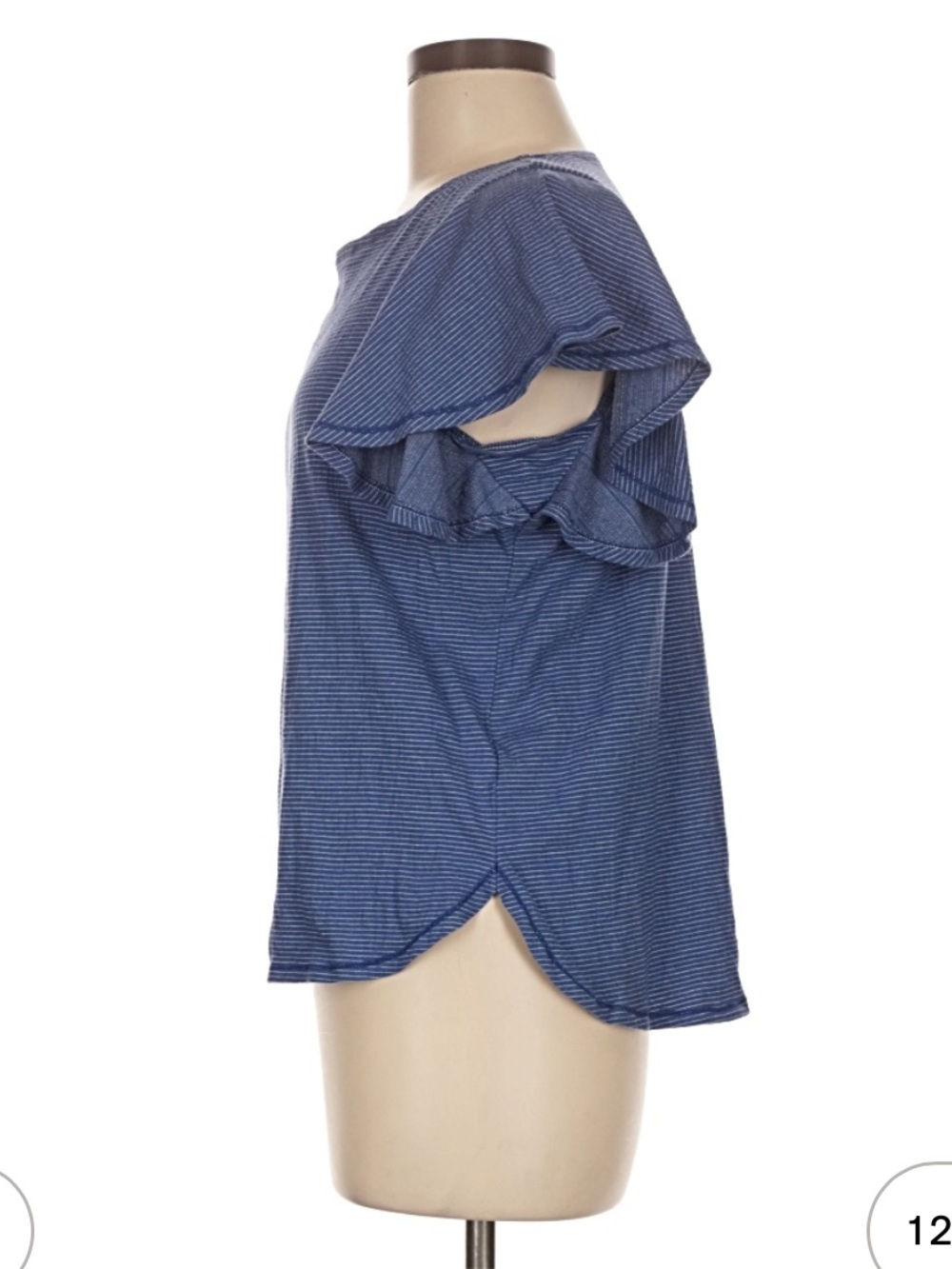 Max Studio Blue Striped Flutter Sleeve Women's Top